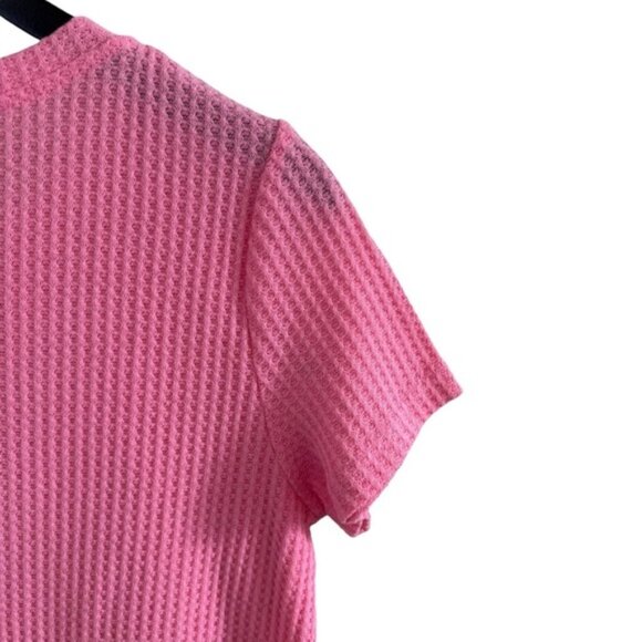 SHEIN Light Pink Ribbed V-Neck Short Sleeve T-Shirt | L - Picture 10 of 12